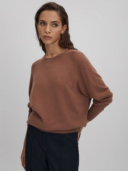 Oversized Wool Blend Crew Neck Jumper in Dusty Pink (Q71041) | £48